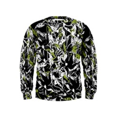 Green Floral Abstraction Kids  Sweatshirt by Valentinaart