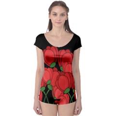 Red Tulips Boyleg Leotard  by Valentinaart