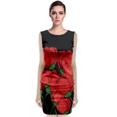 Red Tulips Classic Sleeveless Midi Dress