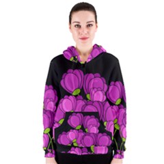 Purple tulips Women s Zipper Hoodie