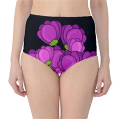 Purple tulips High-Waist Bikini Bottoms