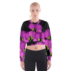 Purple tulips Women s Cropped Sweatshirt