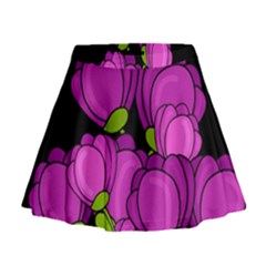 Purple tulips Mini Flare Skirt