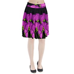 Purple tulips Pleated Skirt