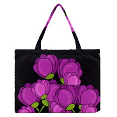 Purple tulips Medium Zipper Tote Bag