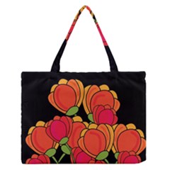 Orange Tulips Medium Zipper Tote Bag by Valentinaart