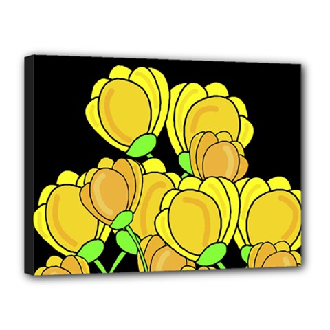 Yellow Tulips Canvas 16  X 12  by Valentinaart