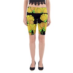 Yellow Tulips Yoga Cropped Leggings by Valentinaart