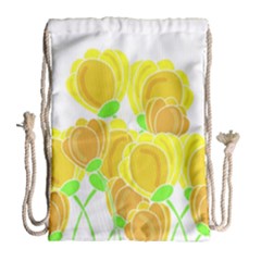 Yellow Flowers Drawstring Bag (large) by Valentinaart