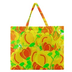 Yellow Garden Zipper Large Tote Bag by Valentinaart