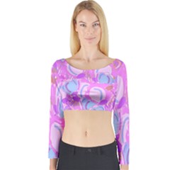 Pink Garden Long Sleeve Crop Top by Valentinaart