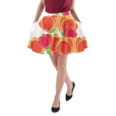 Orange Flowers  A-line Pocket Skirt by Valentinaart