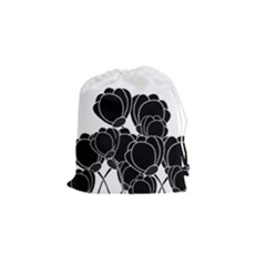 Black Flowers Drawstring Pouches (small) 