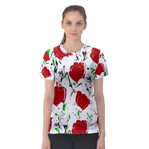 Red Roses 2 Women s Sport Mesh Tee by Valentinaart