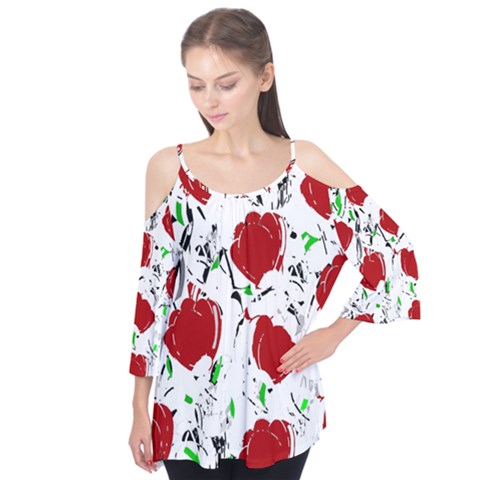 Red Roses 2 Flutter Tees by Valentinaart