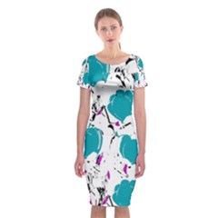 Cyan Roses Classic Short Sleeve Midi Dress by Valentinaart