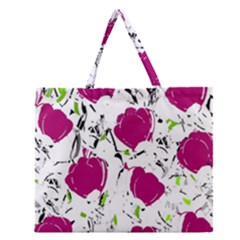 Magenta Roses Zipper Large Tote Bag by Valentinaart