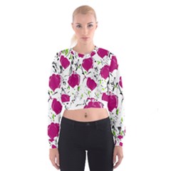 Magenta Roses Women s Cropped Sweatshirt by Valentinaart