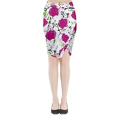 Magenta roses Midi Wrap Pencil Skirt