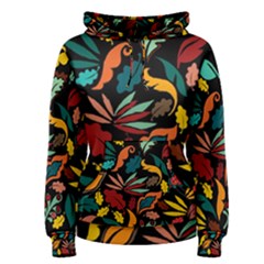 Colorful Leaves Design On Black Background  Women s Pullover Hoodie by GabriellaDavid