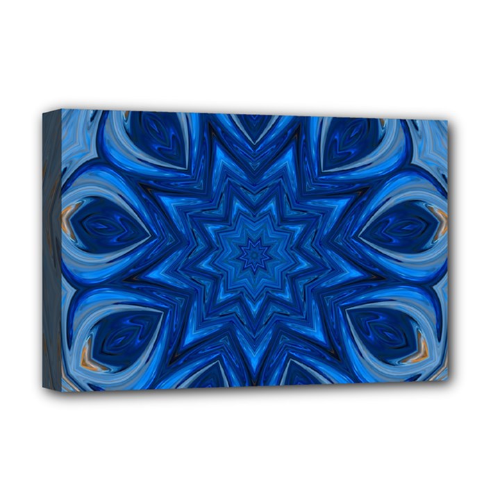 Blue Blossom Mandala Deluxe Canvas 18  x 12  