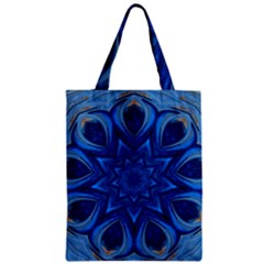 Blue Blossom Mandala Zipper Classic Tote Bag by designworld65