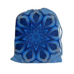 Blue Blossom Mandala Drawstring Pouches (xxl) by designworld65