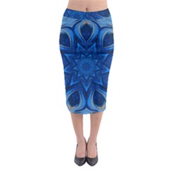 Blue Blossom Mandala Midi Pencil Skirt by designworld65