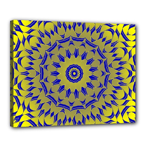 Yellow Blue Gold Mandala Canvas 20  X 16  by designworld65