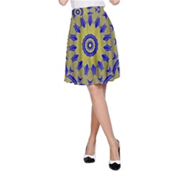 Yellow Blue Gold Mandala A-line Skirt by designworld65