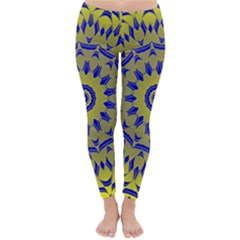 Yellow Blue Gold Mandala Classic Winter Leggings by designworld65