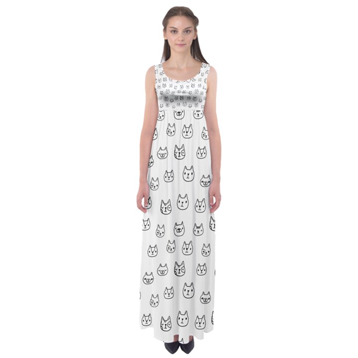 Sketchy Cats Empire Waist Maxi Dress