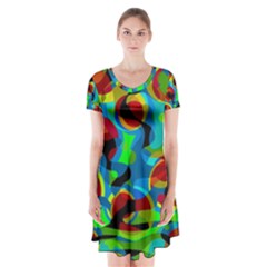 Colorful Smoothie  Short Sleeve V-neck Flare Dress by Valentinaart