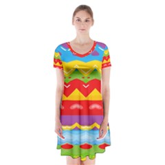 Colorful Waves                   Kids  Short Sleeve Dress by LalyLauraFLM