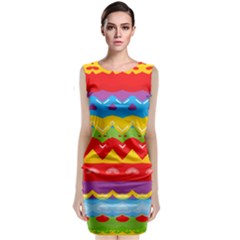 Colorful Waves                                                              Classic Sleeveless Midi Dress by LalyLauraFLM