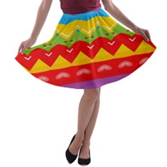 Colorful Waves                                                                                                           A-line Skater Skirt by LalyLauraFLM