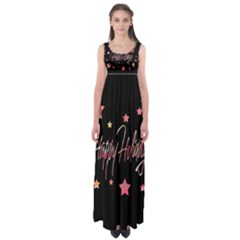 Happy Holidays 3 Empire Waist Maxi Dress