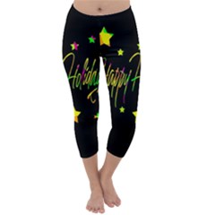 Happy Holidays 4 Capri Winter Leggings  by Valentinaart