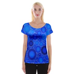 Dark Blue Abstract Circles Design  Women s Cap Sleeve Top by GabriellaDavid