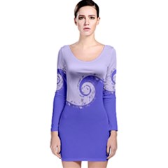 Blue Purple Abstract Wave Design  Long Sleeve Velvet Bodycon Dress
