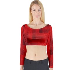 Beautiful Red Geometric Silk Optic Abstract Design  Long Sleeve Crop Top by GabriellaDavid