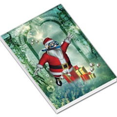 Funny Santa Claus In The Underwater World Large Memo Pads