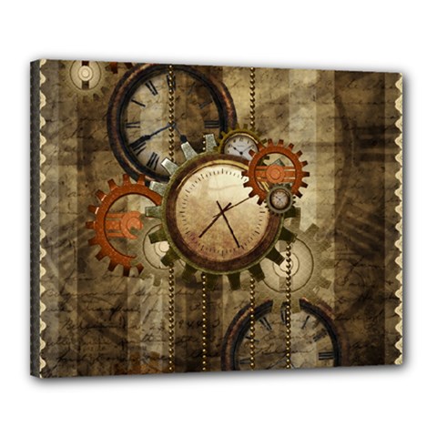 Wonderful Steampunk Design With Clocks And Gears Canvas 20  X 16  by FantasyWorld7