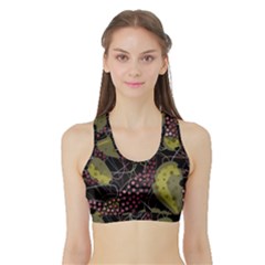 Abstract garden Sports Bra with Border