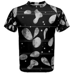 Black And White Floral Abstraction Men s Cotton Tee by Valentinaart