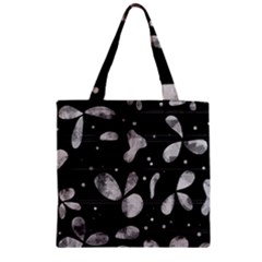 Black And White Floral Abstraction Zipper Grocery Tote Bag by Valentinaart