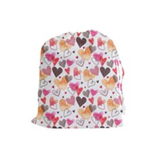 Colorful Cute Hearts Pattern Drawstring Pouches (Large) 