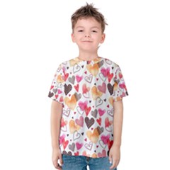 Colorful Cute Hearts Pattern Kids  Cotton Tee