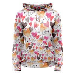 Colorful Cute Hearts Pattern Women s Pullover Hoodie