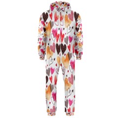 Colorful Cute Hearts Pattern Hooded Jumpsuit (Men) 